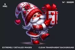 Valentines day Gnome PNG clipart , gnome with gifts Product Image 2