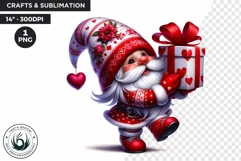 Valentines day Gnome PNG clipart , gnome with gifts Product Image 1