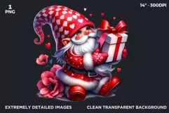 Valentines day Gnome PNG clipart , gnome with gifts Product Image 2