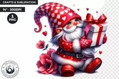 Valentines day Gnome PNG clipart , gnome with gifts Product Image 1