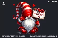 Valentines day Gnome PNG clipart , gnome with sign Product Image 2