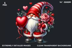 Valentines day Gnome PNG clipart , gnome with heart Product Image 2