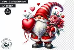 Valentines day Gnome PNG clipart , gnome with heart Product Image 1