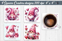 Square Coasters | Valentines Gnome Product Image 1