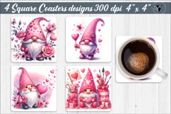Square Coasters | Valentines Gnome Product Image 1