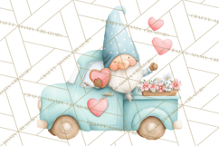 Valentine Gnome Clipart, Vintage Truck PNG, Pastel Hearts Product Image 4
