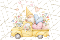 Valentine Gnome Clipart, Vintage Truck PNG, Pastel Hearts Product Image 3