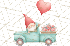 Valentine Gnome Clipart, Vintage Truck PNG, Pastel Hearts Product Image 3