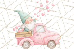 Valentine Gnome Clipart, Vintage Truck PNG, Pastel Hearts Product Image 5