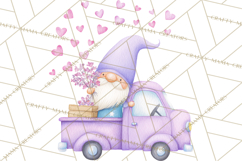Valentine Gnome Clipart, Vintage Truck PNG, Pastel Hearts Product Image 3