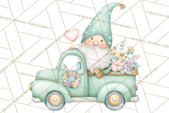 Valentine Gnome Clipart, Vintage Truck PNG, Pastel Hearts Product Image 4
