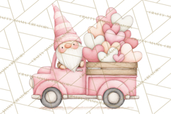 Valentine Gnome Clipart, Vintage Truck PNG, Pastel Hearts Product Image 5