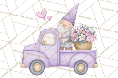 Valentine Gnome Clipart, Vintage Truck PNG, Pastel Hearts Product Image 3