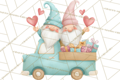 Valentine Gnome Clipart, Vintage Truck PNG, Pastel Hearts Product Image 5