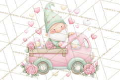 Valentine Gnome Clipart, Vintage Truck PNG, Pastel Hearts Product Image 3