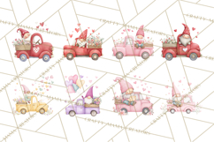 Valentine Gnome Clipart, Vintage Truck PNG, Pastel Hearts Product Image 4