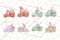 Valentine Gnome Clipart, Vintage Truck PNG, Pastel Hearts Product Image 5