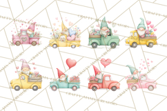Valentine Gnome Clipart, Vintage Truck PNG, Pastel Hearts Product Image 6