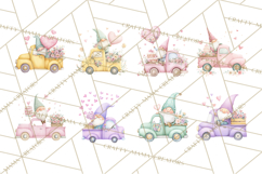 Valentine Gnome Clipart, Vintage Truck PNG, Pastel Hearts Product Image 3