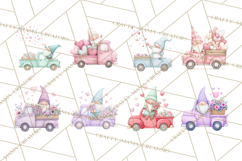 Valentine Gnome Clipart, Vintage Truck PNG, Pastel Hearts Product Image 7