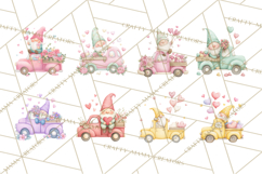 Valentine Gnome Clipart, Vintage Truck PNG, Pastel Hearts Product Image 2