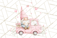 Valentine Gnome Clipart, Vintage Truck PNG, Pastel Hearts Product Image 5