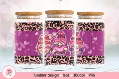 Tumbler Sublimation Valentine Gnomes, 16 oz glass can wrap, libbey 16 oz template, can glass beer