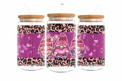Tumbler Sublimation Valentine Gnomes, 16 oz glass can wrap, libbey 16 oz template, can glass beer
