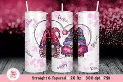 Tumbler Sublimation Valentine Gnome Bundle, 20 oz tumbler wrap, I Love You Png 