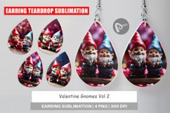 Earring teardrop sublimation design Valentine Gnomes Product Image 1