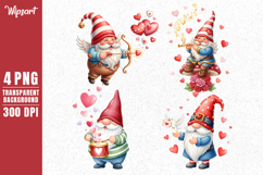 Valentine Gnomes with Cupid Themes and Hearts PNG