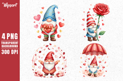 Valentine Gnomes with Roses Hearts and Parachute PNG