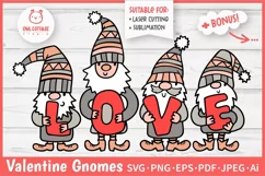 Valentine Gnomes with Word LOVE SVG Cut File
