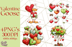 Valentine Goose Clipart PNG, Cute Watercolor Goose World Png Product Image 1