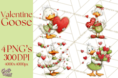 Valentine Goose Clipart PNG, Cute Watercolor Goose World Png Product Image 1