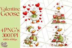 Valentine Goose Clipart PNG, Cute Watercolor Goose World Png Product Image 1