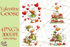 Valentine Goose Clipart PNG, Cute Watercolor Goose World Png Product Image 1