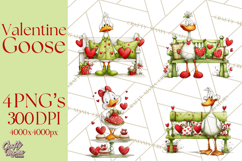 Valentine Goose Clipart PNG, Cute Watercolor Goose World Png Product Image 1