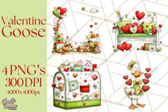 Valentine Goose Clipart PNG, Cute Watercolor Goose World Png Product Image 1