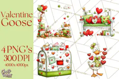 Valentine Goose Clipart PNG, Cute Watercolor Goose World Png Product Image 1