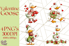 Valentine Goose Clipart PNG, Cute Watercolor Goose World Png Product Image 1