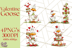 Valentine Goose Clipart PNG, Cute Watercolor Goose World Png Product Image 1