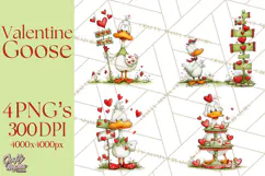 Valentine Goose Clipart PNG, Cute Watercolor Goose World Png Product Image 1