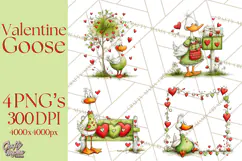 Valentine Goose Clipart PNG, Cute Watercolor Goose World Png Product Image 1