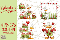 Valentine Goose Clipart PNG, Cute Watercolor Goose World Png Product Image 1