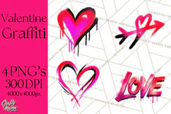 Graffiti Valentine PNG Clip Art, Street Art Hearts Love Product Image 1