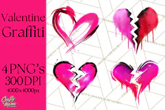 Graffiti Valentine PNG Clip Art, Street Art Hearts Love Product Image 1