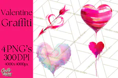Graffiti Valentine PNG Clip Art, Street Art Hearts Love Product Image 1