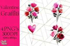 Graffiti Valentine PNG Clip Art, Street Art Hearts Love Product Image 1