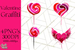 Graffiti Valentine PNG Clip Art, Street Art Hearts Love Product Image 1